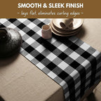 Native Fab Table Runner Buffalo Check Plaid 100% Cotton - 13x90 Inches Kitchen Dining Table Decoration for Indoor Outdoor Farmhouse Home Party Decor - Black and White