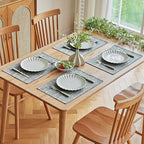 Softalker Faux Linen Placemats Set of 12-12 x 18 Inch, Heat Resistant Double Layered Durable Burlap Farmhouse Place Mats, Non-Slip Washable Rustic Table Mats for Dining, Kitchen, Party（Ash Grey