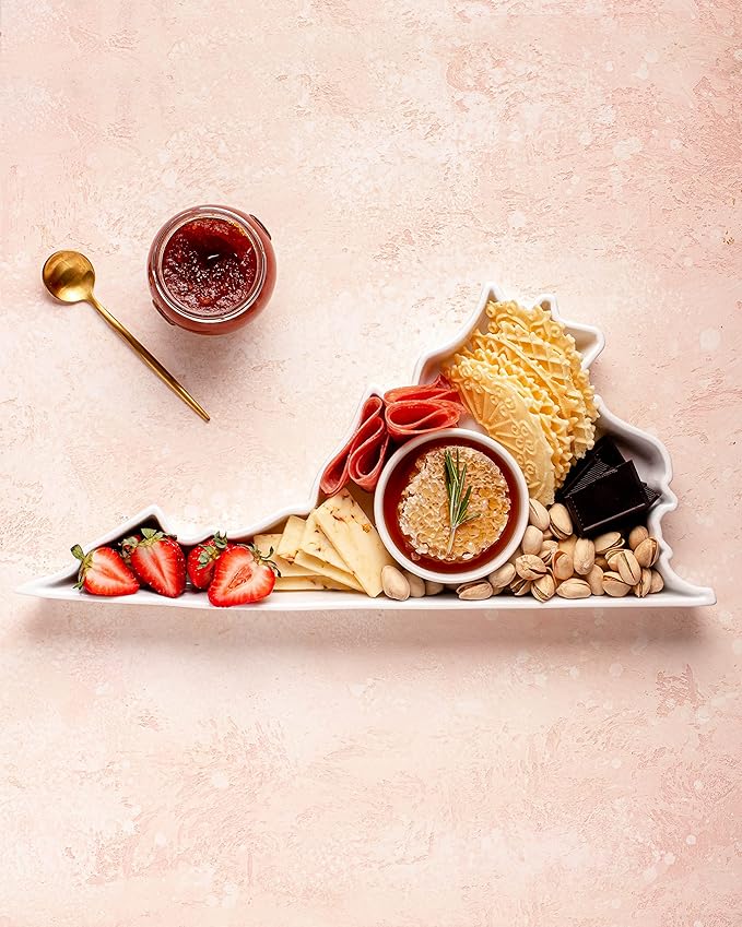 Virginia Shaped Baking Dish Serving Platter or Decorative Tray Charming Porcelain Bakeware Oven Microwave and Dishwasher Safe