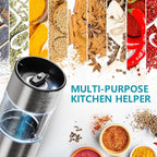 EUHOMY 2 Pack Electric Salt and Pepper Grinder Set USB Rechargeable with LED Light and Base，Adjustable Coarseness, Stainless Steel Automatic Salt Pepper Mill Grinder, One Handed Operation, Kitchen