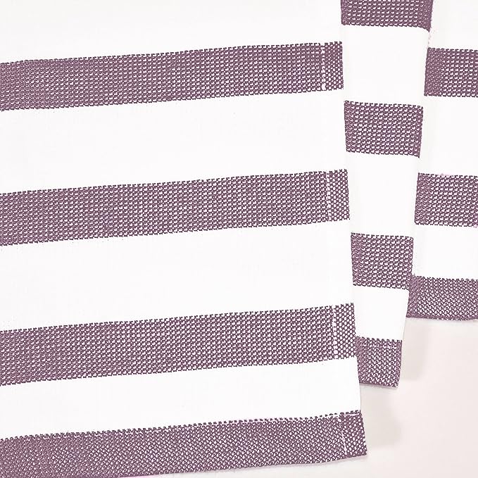 Realm 100% Cotton Stripe Pattern Kitchen Dish Cloths | Eggplant Purple 13" x 13" Soft, Plush & Absorbent Quick Drying Dish Towels (6 Pack)