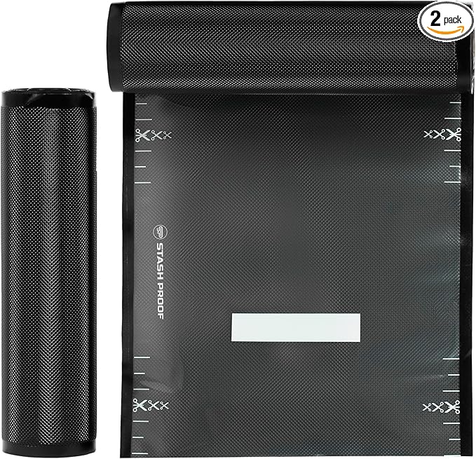 Vacuum Seal Rolls 11" x 25' 2 Pack (50 Feet Total) (Black and Clear) 5.5 Mil - BPA Free Commerical Grade Food Saver for Storage, Sous Vide, and Meal Prep Sealer Bag