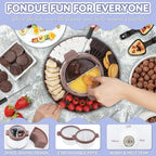 Electric Fondue Pot Set with 2 Pots, Melting Chocolate Warmer for Dipping, Candy & Chocolate Melting Pot, Fondue Pot Electric Set, Fondue Forks Included, 2.5 Cups, Brown