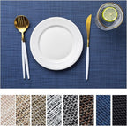 LEXMORE Placemats Set of 4 Vinyl/Plastic Woven Place Mats for Kitchen Table Indoor/Outdoor Washable Placemat Wipeable Dining Table Mats(Navy Blue)