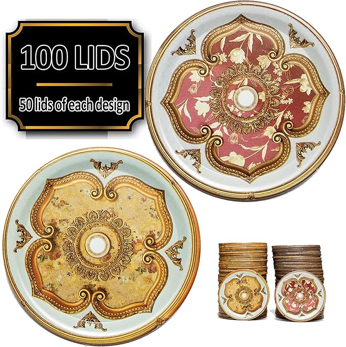 Supa Ant Canning Lids Regular Mouth (100pcs) Decorative Tin Canning Lids Regular Mouth (Versailles) Buckle Proof and Rust Proof - Perfect Fit Can Lid for Mason Jars Canning Supplies