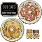 Supa Ant Canning Lids Regular Mouth (100pcs) Decorative Tin Canning Lids Regular Mouth (Versailles) Buckle Proof and Rust Proof - Perfect Fit Can Lid for Mason Jars Canning Supplies