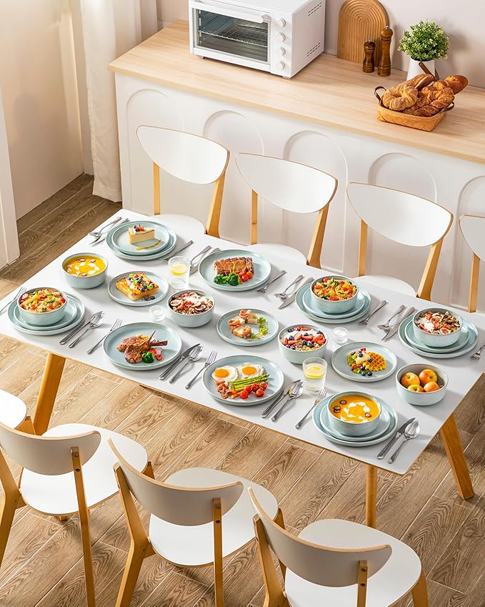 vancasso ANYA 18 Pieces Plates and Bowls Set, Mint Green Dinnerware Sets, Reactive Glaze Dishes Set for 6, Ceramic Dishware Sets Kitchen Dinner Set, Microwave & Dishwasher Safe