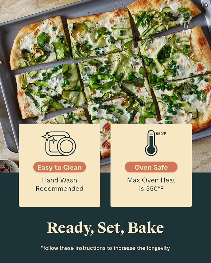 Caraway Nonstick Ceramic Bakeware Set (5 Pieces) - Baking Sheets, Assorted Baking Pans & Storage - Aluminized Steel Body - Non Toxic, PTFE & PFOA Free - Slate