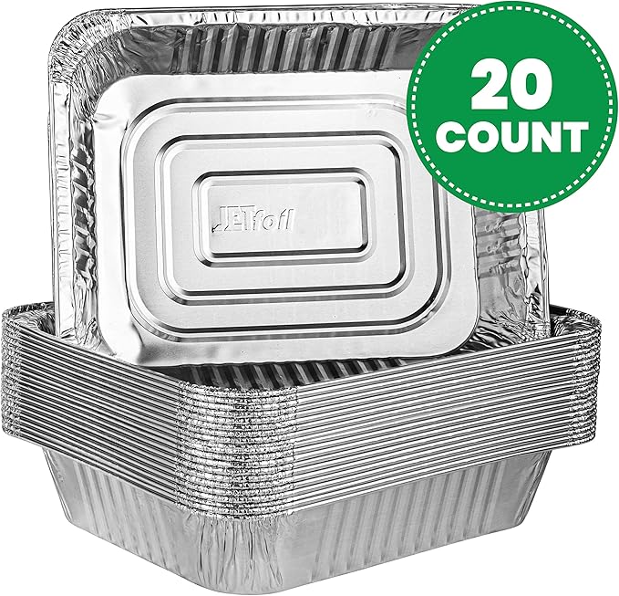PLASTICPRO Disposable 9 x 13 Aluminum Foil Pans Half Size Deep Steam Table Bakeware - Cookware Perfect for Baking Cakes, Bread, Meatloaf, Lasagna Pack of 20