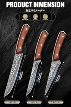 ROCOCO 3PCS Damascus Viking Boning Knife Set for Meat Cutting Deboning Brisket Trimming Fillet knives for Kitchen Camping BBQ Birthday Mothday's Day Gift