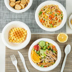 ECOLipak 150 Pack Compostable Disposable Paper Bowls, 16 OZ Heavy duty Biodegradable Eco Friendly Sugarcane Bagasse Bowls Great for Soup, Salad, Milk Cereals