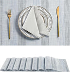 Leetaltree LightSteel Blue Placemats Set of 8 - Heat Resistant Non-Slip Place mats for Dining Table, Washable Durable PVC Vinyl Woven Table Mats（LightSteel Blue, 8）