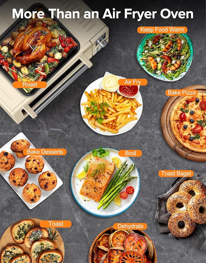 Nuwave Bravo Pro Smart Air Fryer Toaster Oven Combo, Airfryer Convection Oven Countertop, 10-in-1 Functions with Quicker & Even Crisp Technology, 1800W, 50-450°F, PFAS-Free, 21QT, Vanilla Cream