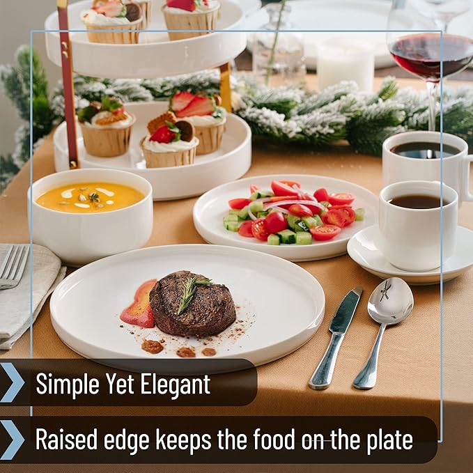 BTaT- Porcelain White Dinner Plates, Set of 6, 10.6 inch, Salad Serving Modern Round Dishes, Smooth Glaze, Dishwasher Safe, Microwave Safe, Oven Safe, Scratch Resistant