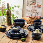 S&Q'S CERAMICS Ceramic Small Bowls for Kitchen, Set of 6, 9 oz Ice Cream Bowls, Small Bowl Set for Dipping, Breakfast, Oatmeal, Microwave and Dishwasher Safe (Navy Blue)
