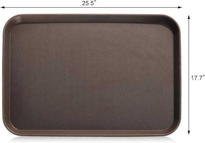New Star Foodservice Restaurant Grade Non-Slip Tray, Plastic, Rubber Lined, Rectangular (Brown, 18-Inch x 26-Inch)