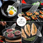 Zulay Kitchen Fish Spatula Stainless Steel - Spatulas for Non-Stick Cookware - Slotted Stainless Spatula - Easy to Clean Turner 12.4