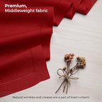 D'Moksha Homes Linen Red Table Runner 108 Inches Long - 100% Pure Linen 14 x 108 Inch Table Runner for Summer, Fall and Halloween - Classic Hemstitch