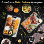 2 Packs Pure Titanium Cutting Boards for Kitchen Chopping Board with Handle Best 2 in 1 Non-toxic Meat Butcher Block Mesh Design Madera Kitchen Tablas Cocina Cortar Picar Regalos Mujer Mama Abuela