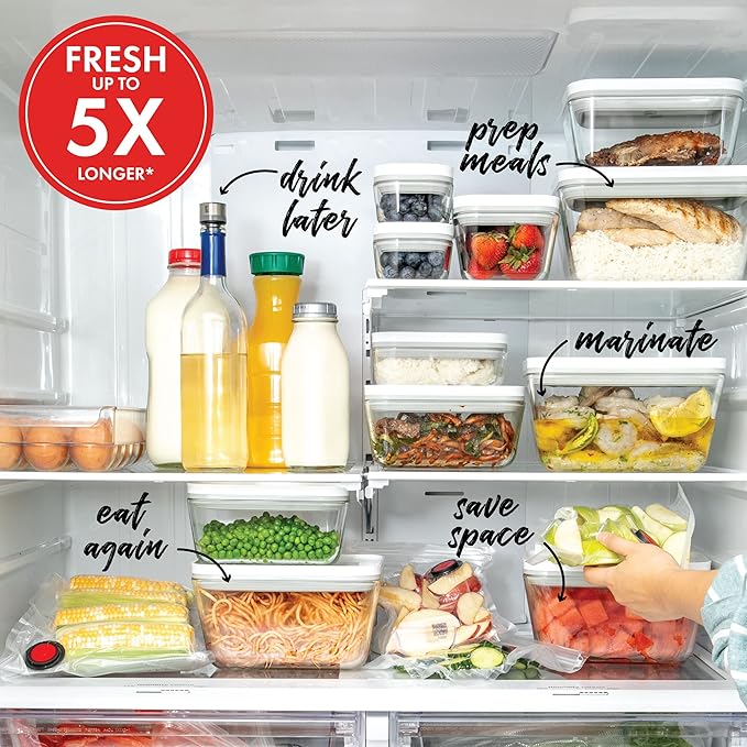 ZWILLING Fresh & Save 2-Piece Small Glass Vacuum Sealer Food Storage Containers with Airtight Lids, Meal Prep Container
