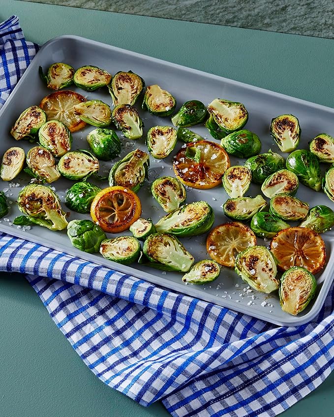 Caraway Non-Stick Ceramic Baking Sheet Trio - Naturally Slick Ceramic Coating - Non-Toxic, PTFE & PFOA Free - 18 x 13" Large, 15 x 10" Medium, & 9" x 13" Small - Marigold