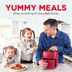 DASH Tasti-Crisp™ Electric Air Fryer Oven, 2.6 Qt., Red – Compact Air Fryer for Healthier Food in Minutes, Ideal for Small Spaces - Auto Shut Off, Analog, 1000-Watt