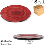 allgala Heavy Quality Round Charger Plates - Dinner Plates - Set of Charger Plates for Table Decor - Ideal for Weddings, Weddings, Thanksgiving Parties & Holidays - Grain Red (13-Inch 48-Pack)