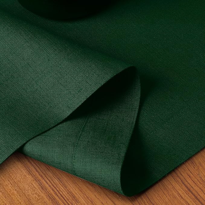 D'Moksha Homes Linen Forest Green Table Runner 120 Inches Long - 100% Pure Linen Dining Table Runner 14 x 120 Inch for Summer, Fall and Halloween - Machine Washable