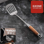 Metal Spatula,304 Stainless Steel Wok Spatula with Heat Resistant Wooden Handle,Silver/15.7Inch