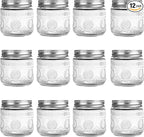 Amzcku 8 oz Vintage Mason Jars with Lids, Regular Mouth Canning Jar, Safe For Storage, Canning, Pickling, Preserving, Fermenting, DIY Crafts & Decor 12 Pack