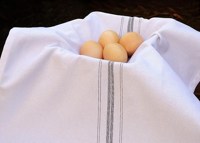 AMOUR INFINI Cotton White Kitchen Towels Set of 12 - Highly Absorbent, Soft, Quick Dry Dish Towel - Commercial, Restaurant and Bar Towels with Hanging Loop (16x28 Inch - Charcoal)