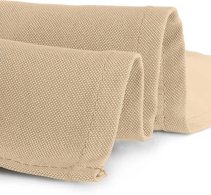 Gee Di Moda Rectangle Tablecloth - 90 x 156 Inch Beige Table Cloth for 8 Foot Table with Floor-Length Drop - Heavy Duty Washable Fabric - 8 Ft Buffet Table, Holiday Party, Wedding & Baby Shower