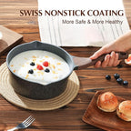 SENSARTE Nonstick Sauce Pan with Double Spout, 3.0 Quarts Swiss Granite Coating Sauce Pot with Lid Medium Kitchen Cooking Pot, Induction Comptable Saucepan, Free of Intentionally Added PFOA