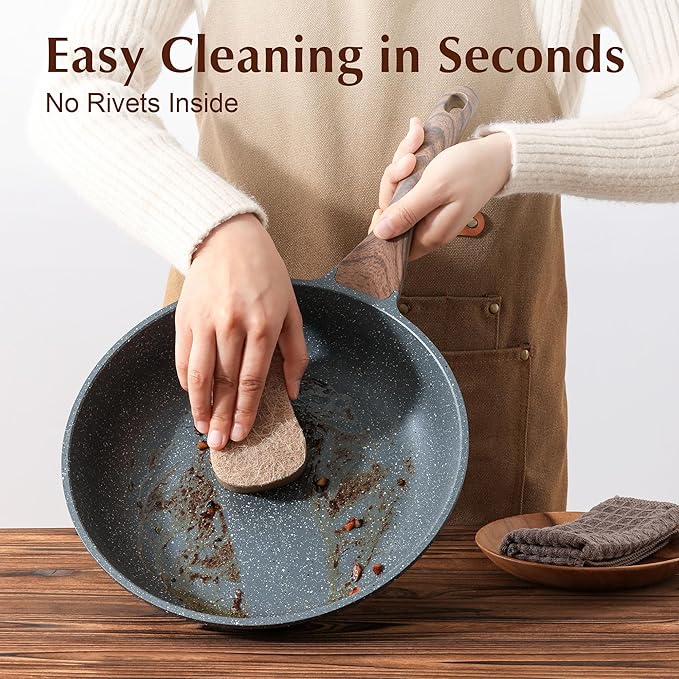 SENSARTE Nonstick Frying Pan Skillet with Lid, Omelet Pan with Cover, Healthy Cooking Chef's Pan, Kitchen Non Stick Pan, Free of Intentionally Added PFOA (11inch + Glass Lid)