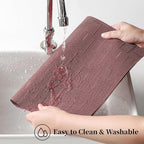 Leetaltree Burgundy Placemats Set of 12 - Heat Resistant Non-Slip Place mats for Dining Table, Washable Durable PVC Vinyl Woven Table Mats（Burgundy, 12）