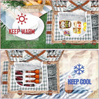 Wicker Picnic Basket Set for 2 Persons with Waterproof Picnic Blanket and Large Insulated Cooler Compartment, Willow Picnic Hamper Basket with Cutlery Service Kits for Camping, Wedding (Red)