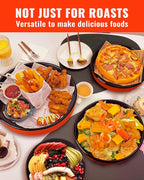 Round Roasting Pan Set Bakeware 4 Pack Baking Cake Pans Enamel Casserole Dish 9/10/12/14 Inches Chicken Roaster Oven Dishwasher Safe Christmas New Year Holiday Gift (Orange)