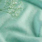 Solino Home Linen Tablecloth 60 x 120 Inch - 100% Pure Linen Chambray Aqua Table Cloth for Rectangle Tables - Athena, Machine Washable Tablecloth for Summer