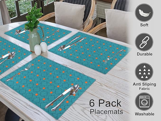 Ruvanti Placemats 100% Cotton 13x19 Inch, Dining Table Placemats Set of 6, Modern Place Mats for Dining Table Decor, Kitchen & Table Linens, Coffee Mat for Christmas Dinners - Combo