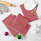 Homaxy Premium Kitchen Towels(18”x 28”, 8 Pack), Large Cotton Kitchen Hand Towels, Flat and Terry Dish Towels, 380 GSM Highly Absorbent Tea Towel Set with Hanging Loop, Red