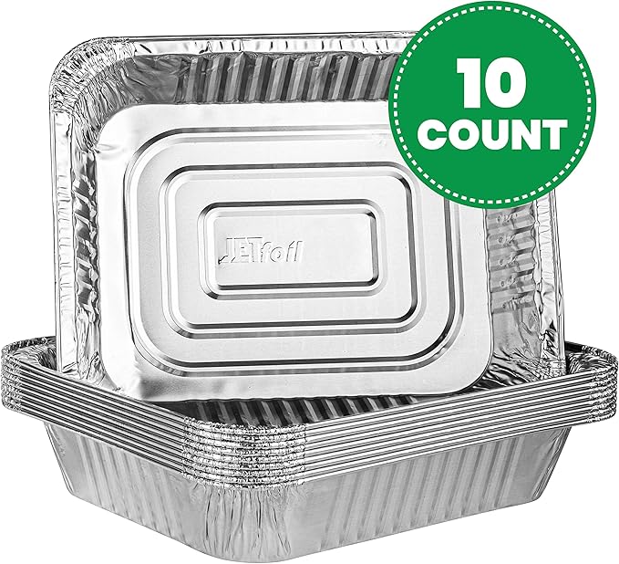 PLASTICPRO Disposable 9 x 13 Aluminum Foil Pans Half Size Deep Steam Table Bakeware - Cookware Perfect for Baking Cakes, Bread, Meatloaf, Lasagna Pack of 10