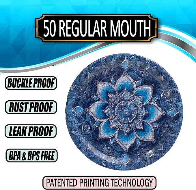 Supa Ant Thickest Canning Lids Regular Mouth (50 Pcs.) Food Grade Tin Can Lids for Canned Food - Buckle Proof & Rust Proof Lid for Canning Kit for Regular Mouth Mason Jars (Turquoise) Canning Supplies