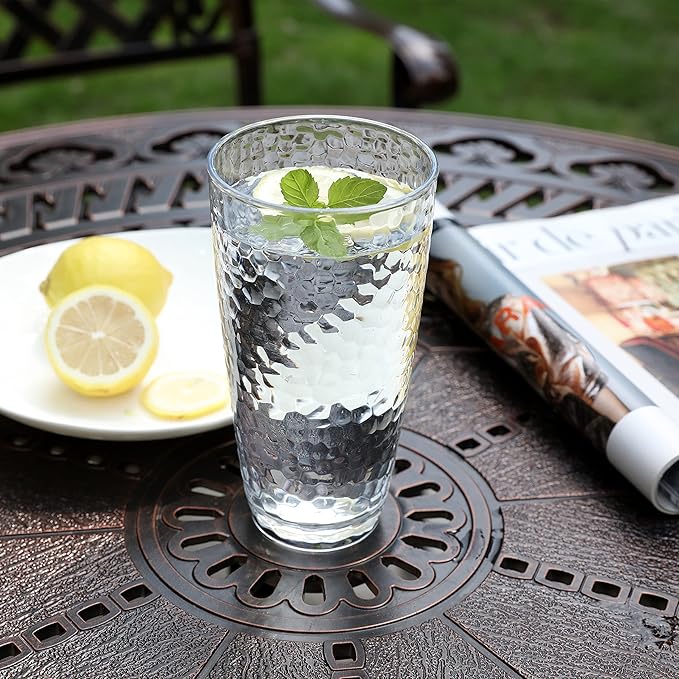 Unbreakable Plastic Tumbler Cups, Set of 6, Large Water Tumbler Set, 25 oz Highball Drinking Glasses (Clear)