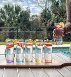 Red Co. Set of 6 Collins Slim Tall Highball 10 Fl Oz Water Beverage Glasses with Multicolor Bottoms