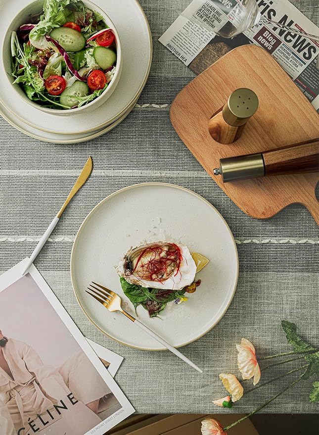 S&Q'S CERAMICS S&Q Ceramic Bowls for Kitchen, 36 Ounce, Large Capacity Cereal Bowls Set of 4, For Soup, Oatmeal, Breakfast, Microwave and Dishwasher Safe, Glazed Matte Off White…