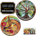 Supa Ant Wide Mouth Canning Lids (100pcs) Decorative Tin Canning Lids Wide Mouth (Wood Frame) Buckle Proof and Rust Proof - Perfect Fit Can Lid for Mason Jars Canning Supplies