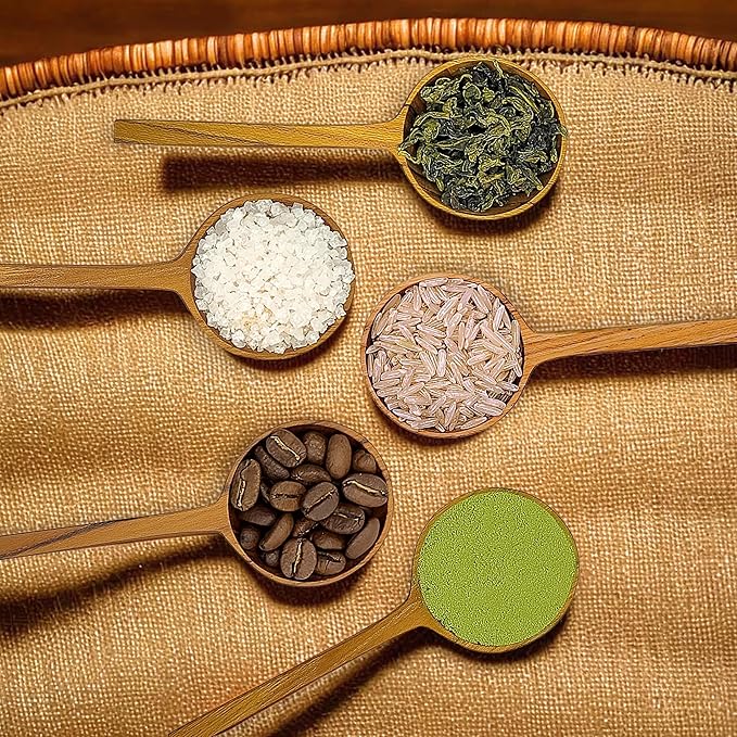 2 Pieces Wooden Coffee Spoon, Handmade Teak Wood Scoop for Ground Coffee, Beans and Tea 1 Tablespoon for Jars and Containers