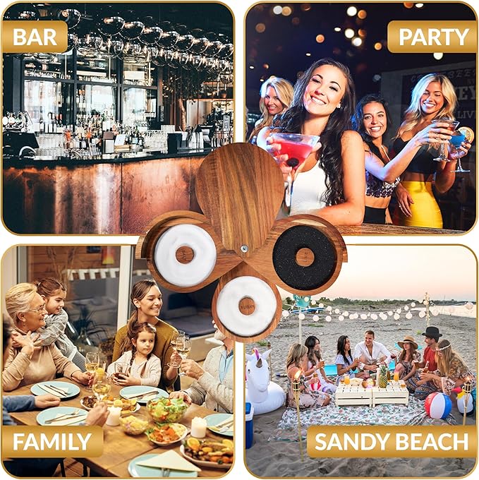 Margarita Salt Rimmer Set for Cocktails | 3 Tier Acacia Wood Glass Rimmer for Salt/Sugar/Lime Seasoning for Bloody Mary, Tequila | Drink Accessories for Bar (With Sponges)