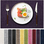 Blue Forest Placemats Set of 8, Dual-Layered Thickened Faux Linen Cloth Place Mats Heat Resistant Machine Washable Wrinkle Free Table Mats Indoor/Outdoor (Purple)