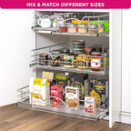 HOLDN’ STORAGE Heavy-Duty Premium Collection Pull Out Cabinet Organizer, Cabinet Drawer Slide Outs, Lifetime Limited Warranty - Basket Size 22" W x 21" D x 5" H, Anti-Rust Chrome Finish